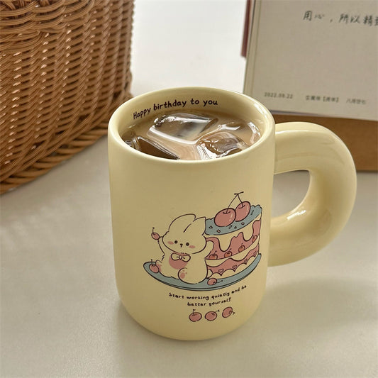 Happy Birthday Cute Rabbit Ceramic Cup