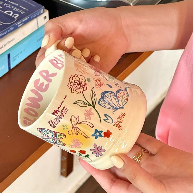 Good-looking Graffiti Flower Mug