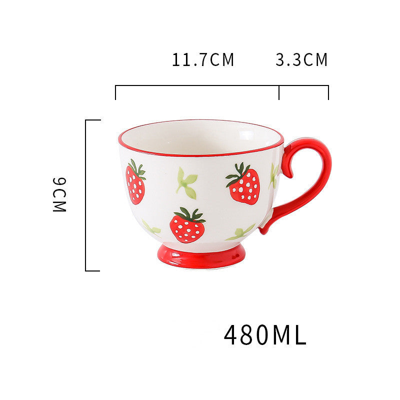 Household Large-capacity Straberry Ceramic Coffee Mug