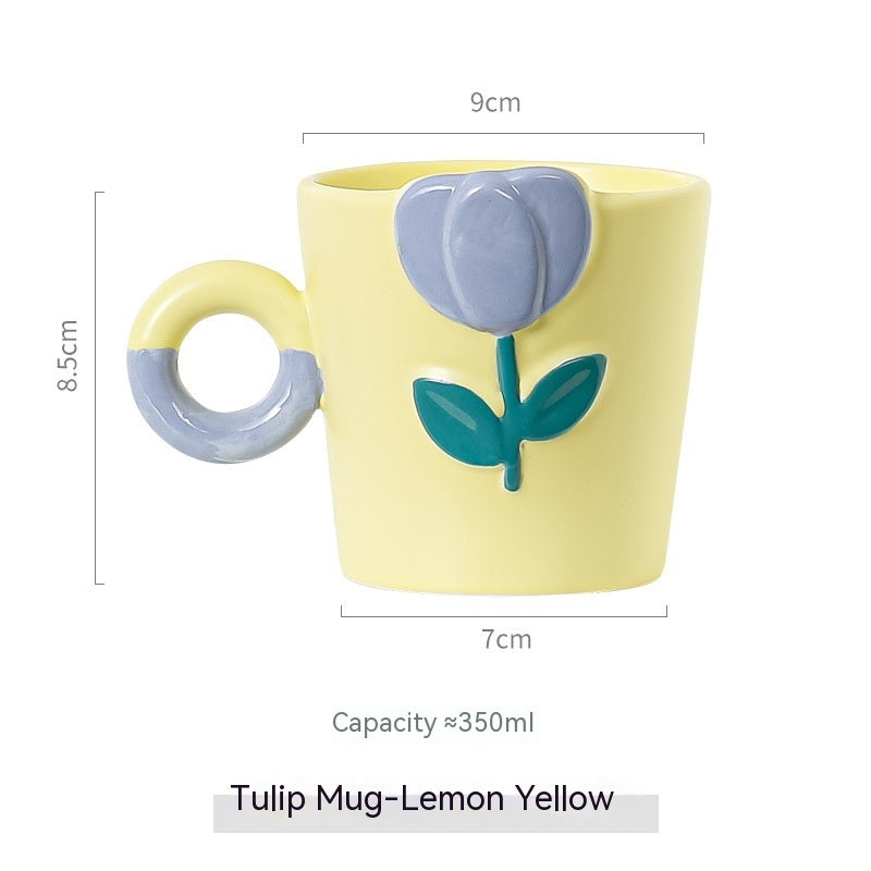 Hand Painted Tulip Ceramic Mug