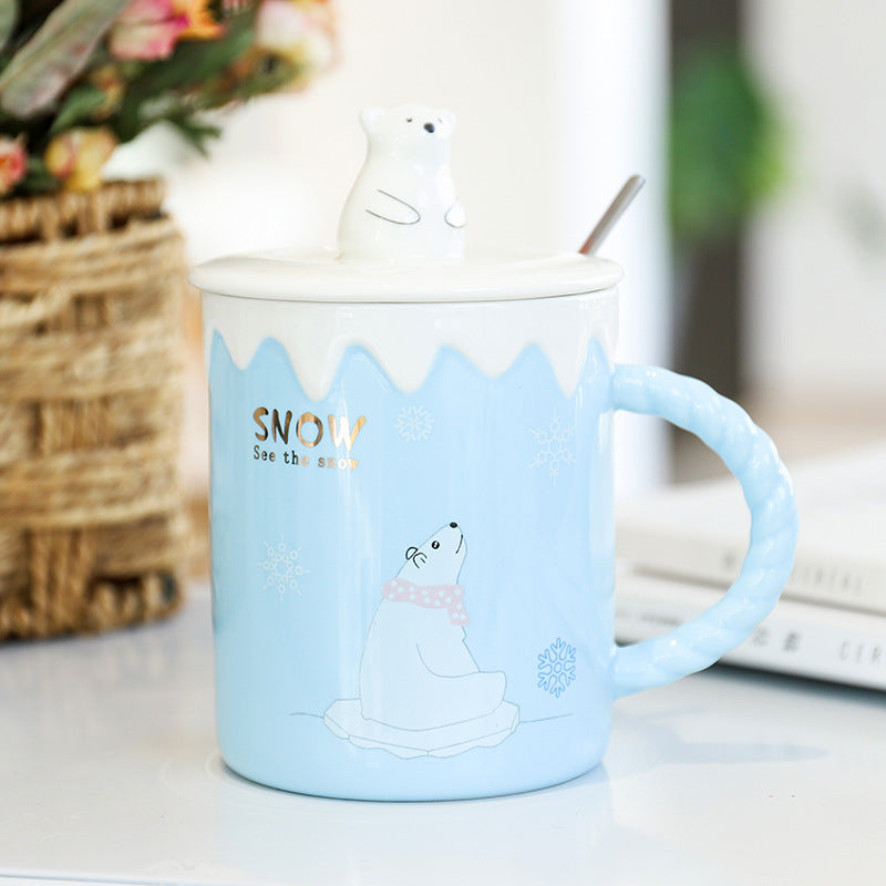 Cartoon Polar Bear Christmas Ceramic Mug