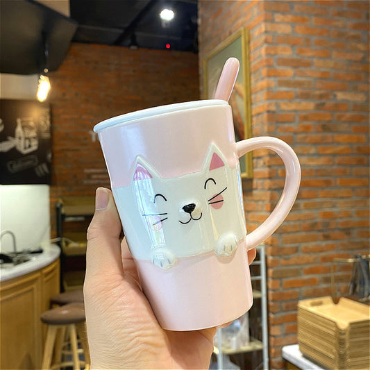 Large Capacity Ceramic Cat Mug