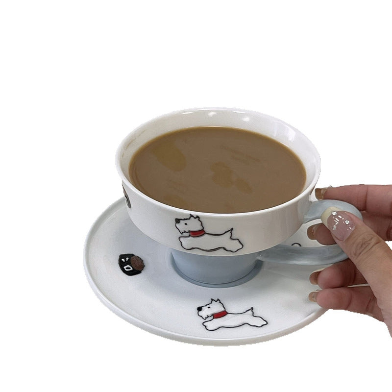 Embossed Puppy Cup And Saucer West Highland