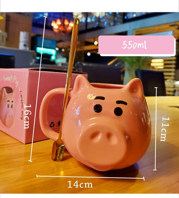 Cute Pig Ceramic Mug With Spoon