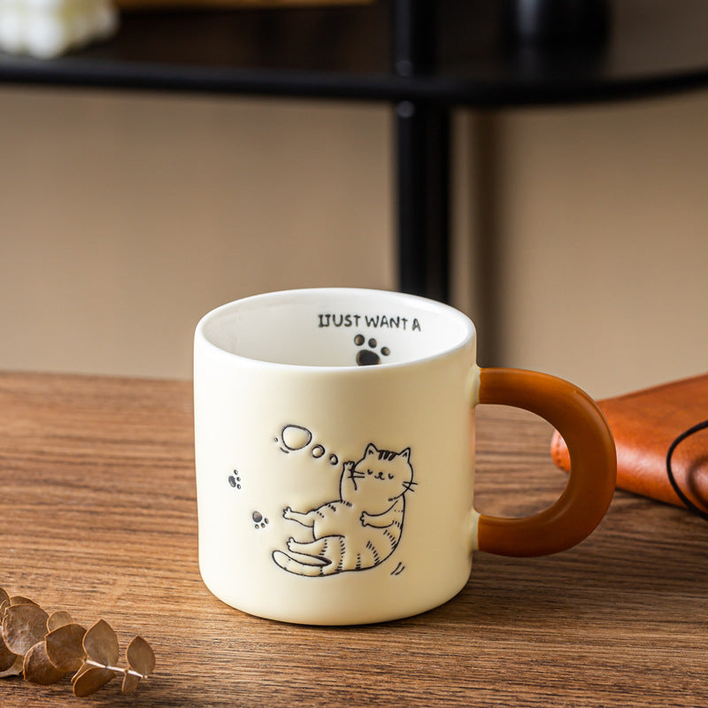 Hand Painted Cat Coffee Cute Mug