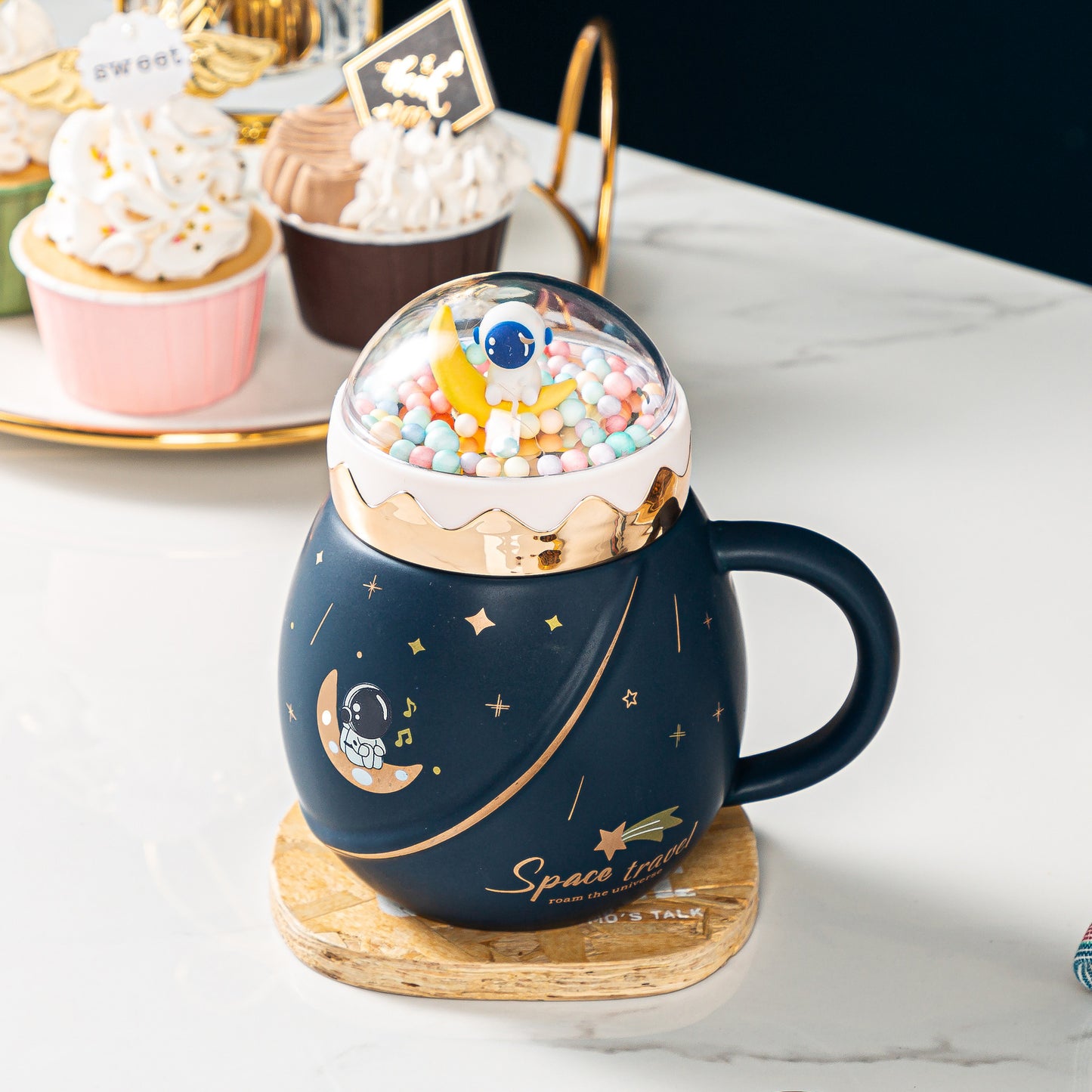 Cartoon Astronaut Planet Mug