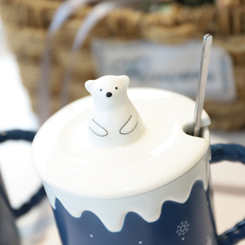 Cartoon Polar Bear Christmas Ceramic Mug