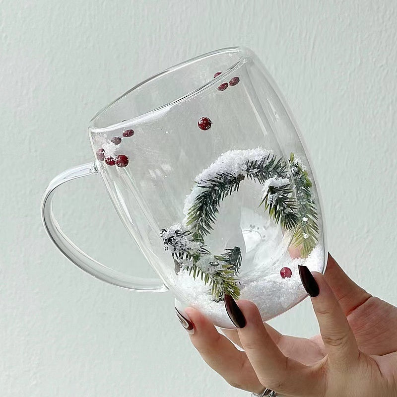 Christmas Snow Pine Branches Heat Resistant Mug