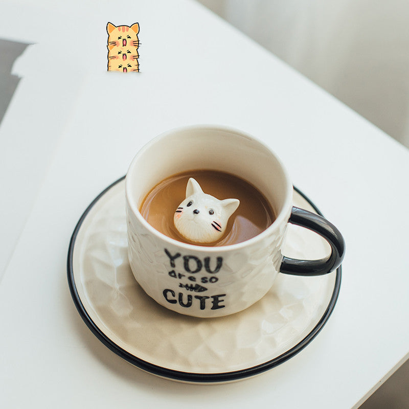 Cute Cat Mug Girl Ceramic Mug