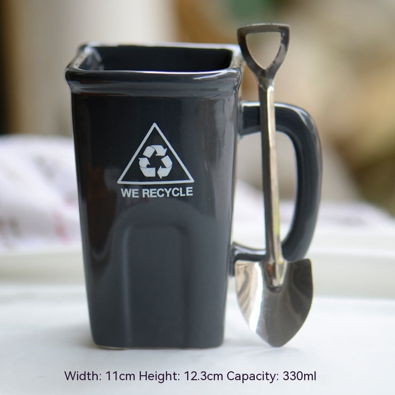 Square Trash Can Ceramic Mug
