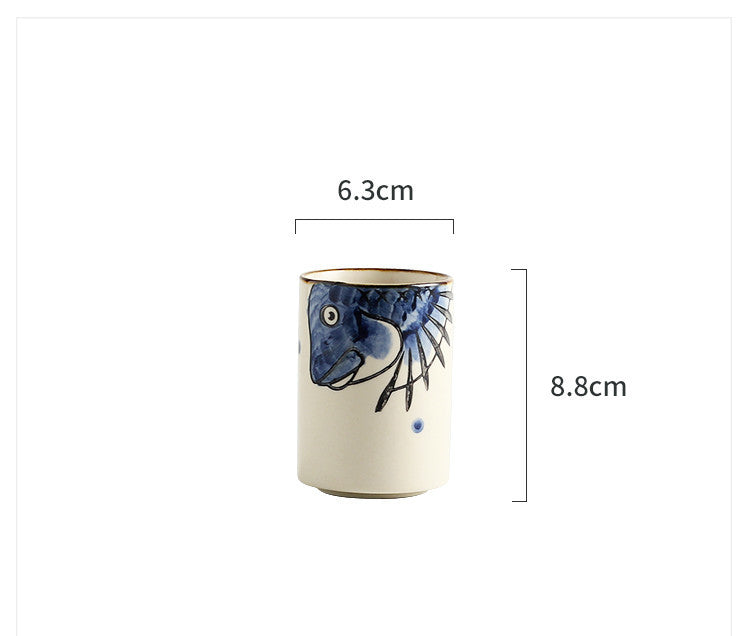 Underglaze Hand-painted Ceramic Drinking Fish Glass