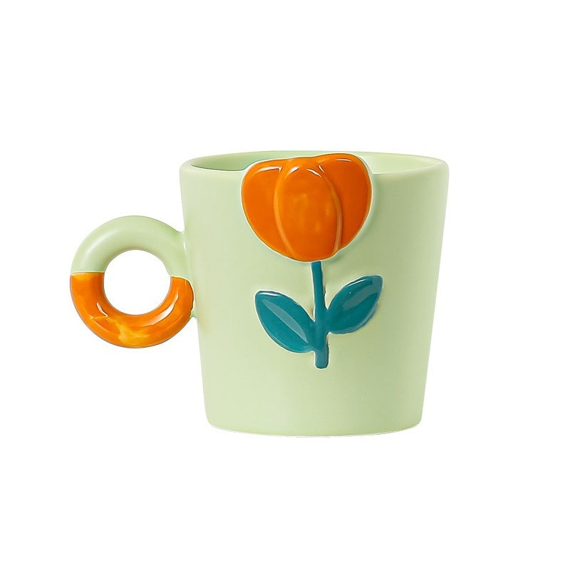 Hand Painted Tulip Ceramic Mug