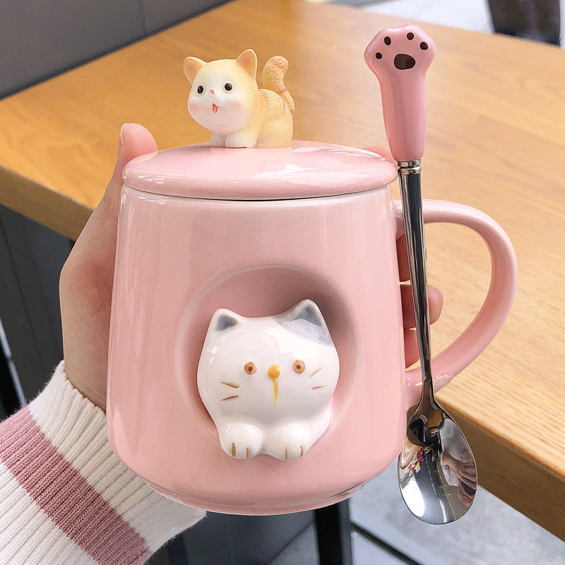 Men's And Women's Kitten Coffee Cups With Lids