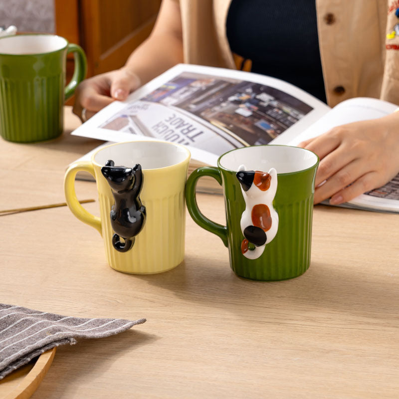 Cute Cartoon Cat Ceramic Cup Relief Cute